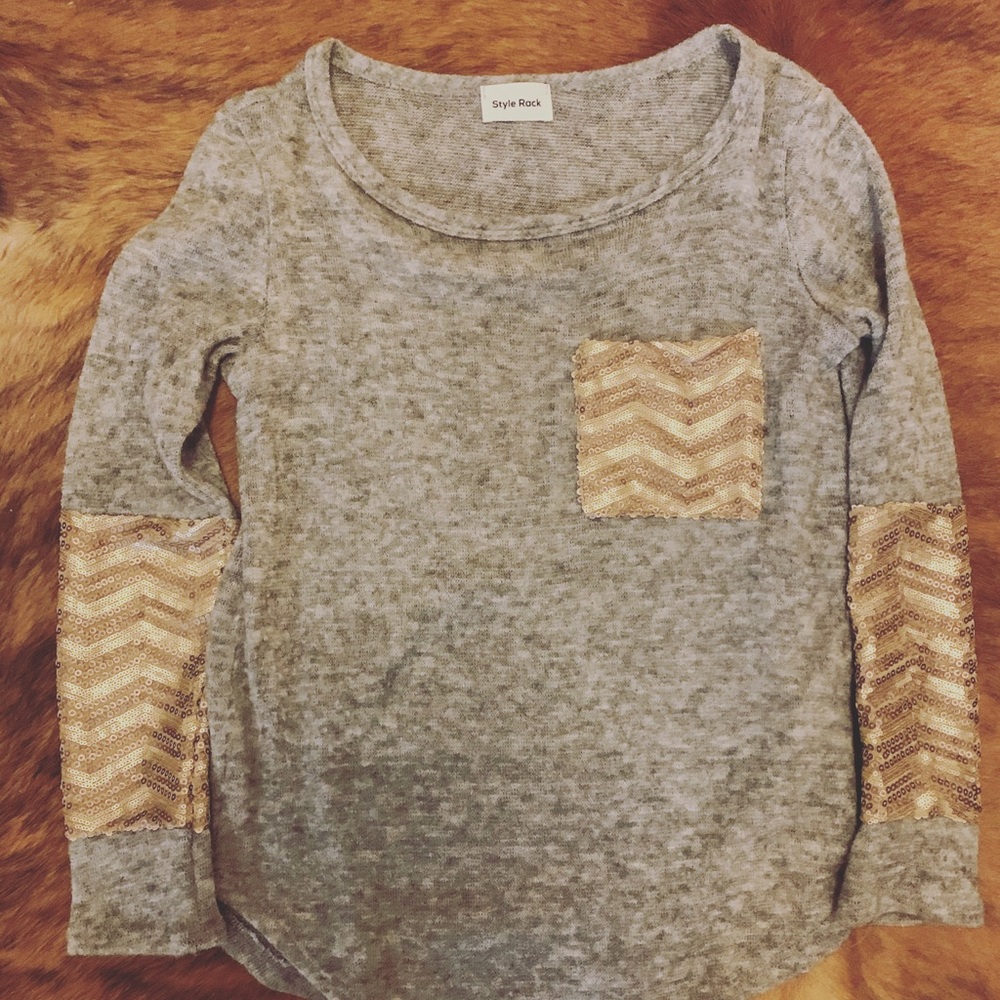 Gray & gold sequin detail sweater